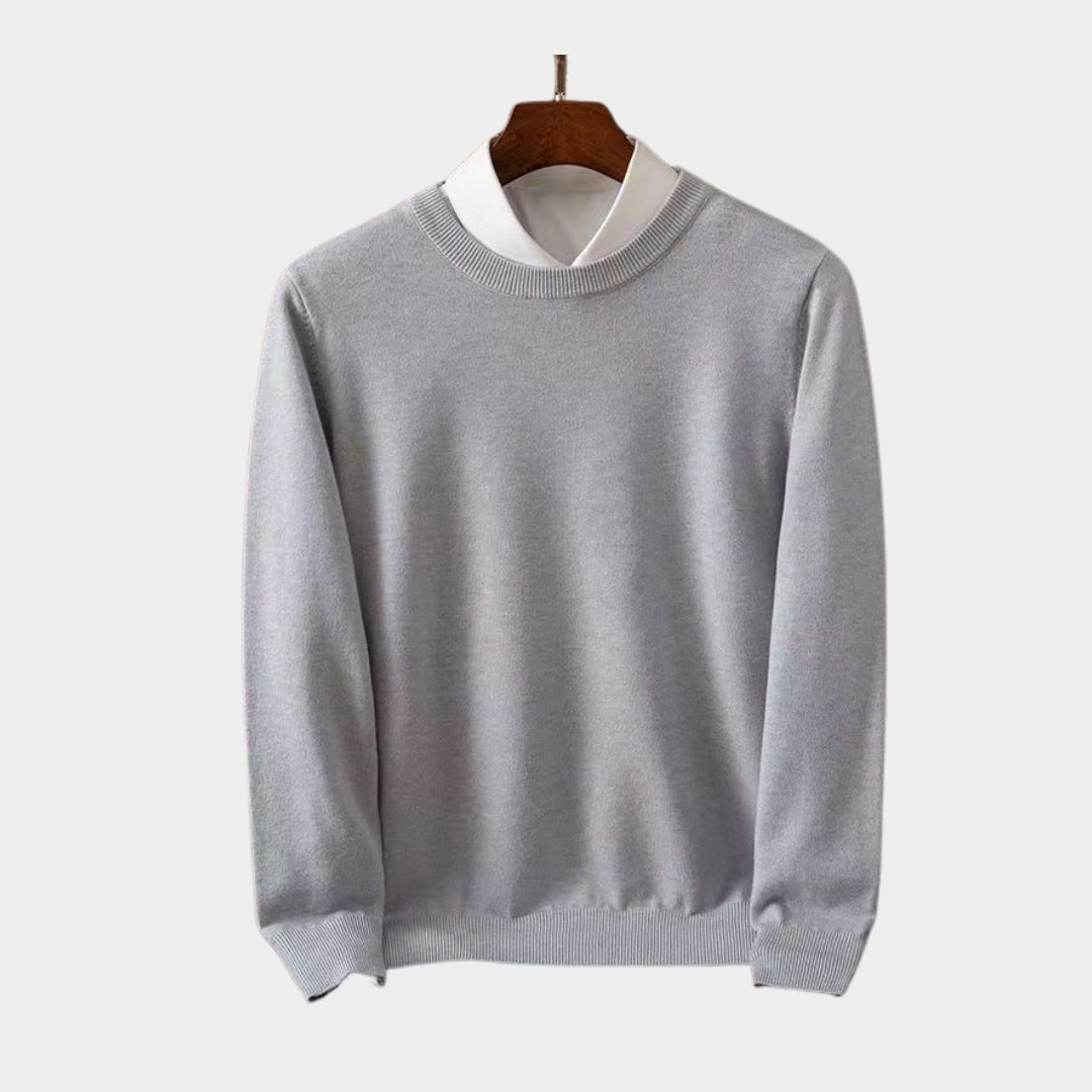 Cashmere Men’s Sweater – Soft O-Neck Knit, Long Sleeve Wool Pullover, Multiple Colors