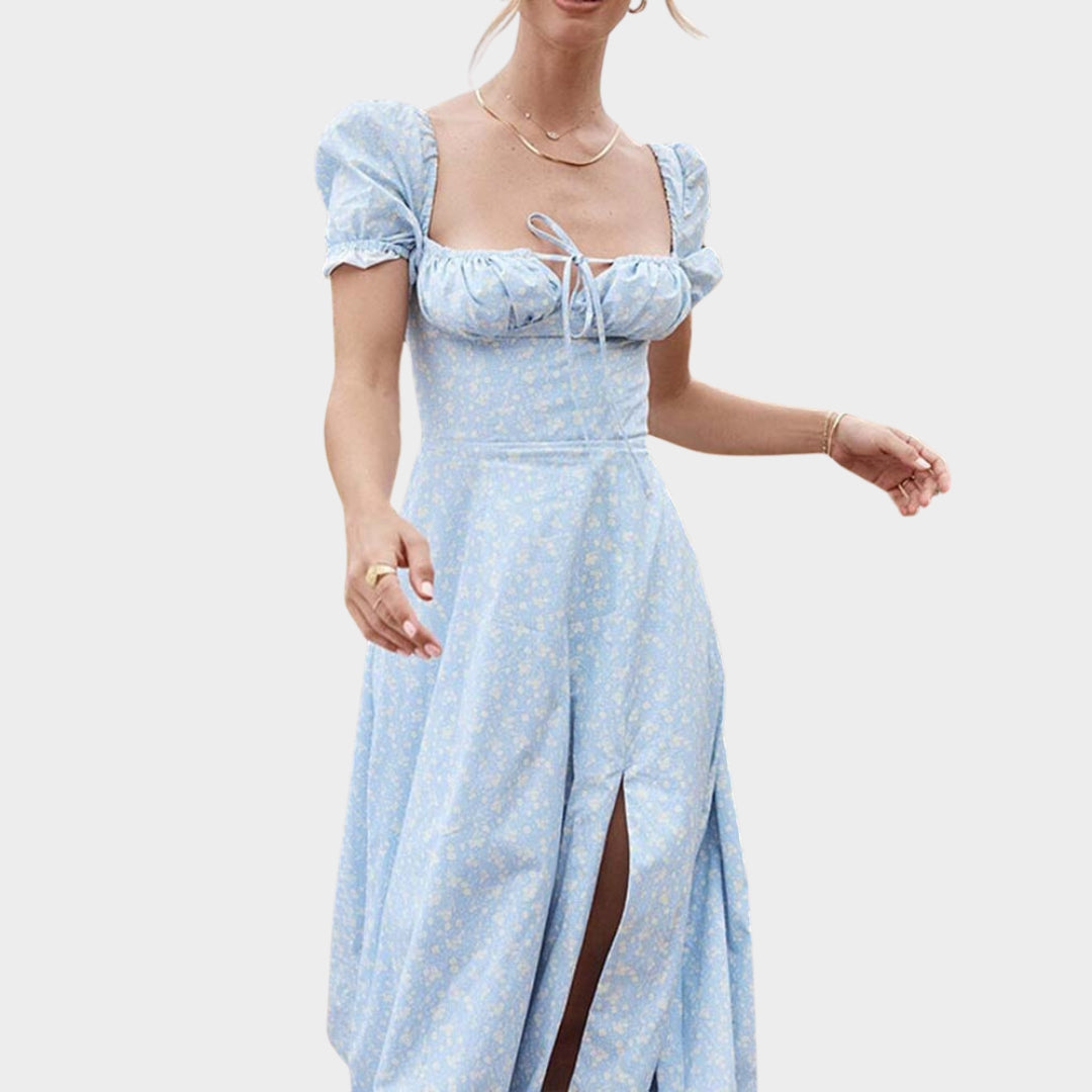 Women’s Floral Print A-Line Maxi Dress – Spring/Summer Chic Party - Long Dresses
