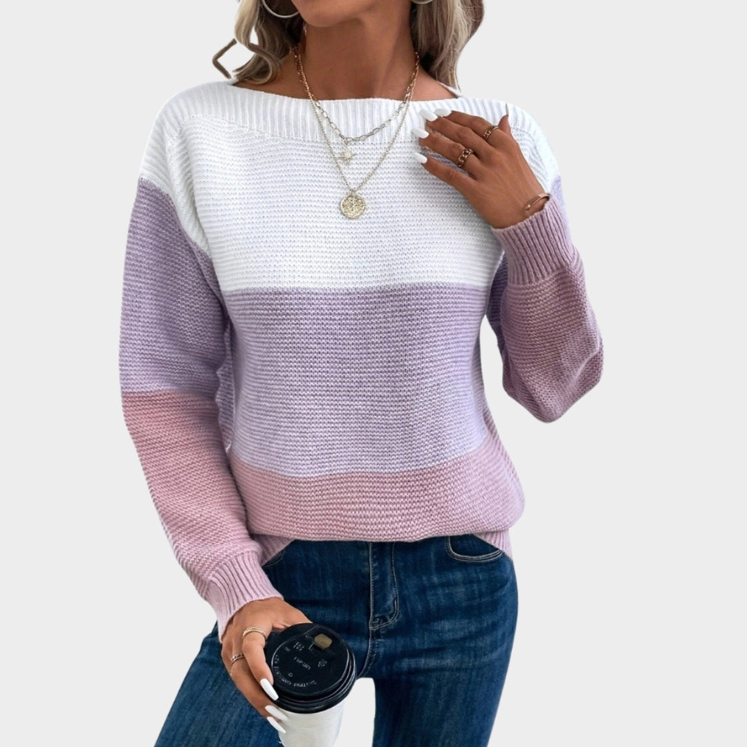 Elegant Patchwork Women’s Sweater - Loose Fit, Knitted Autumn Winter Tops, Gold, Black, and More