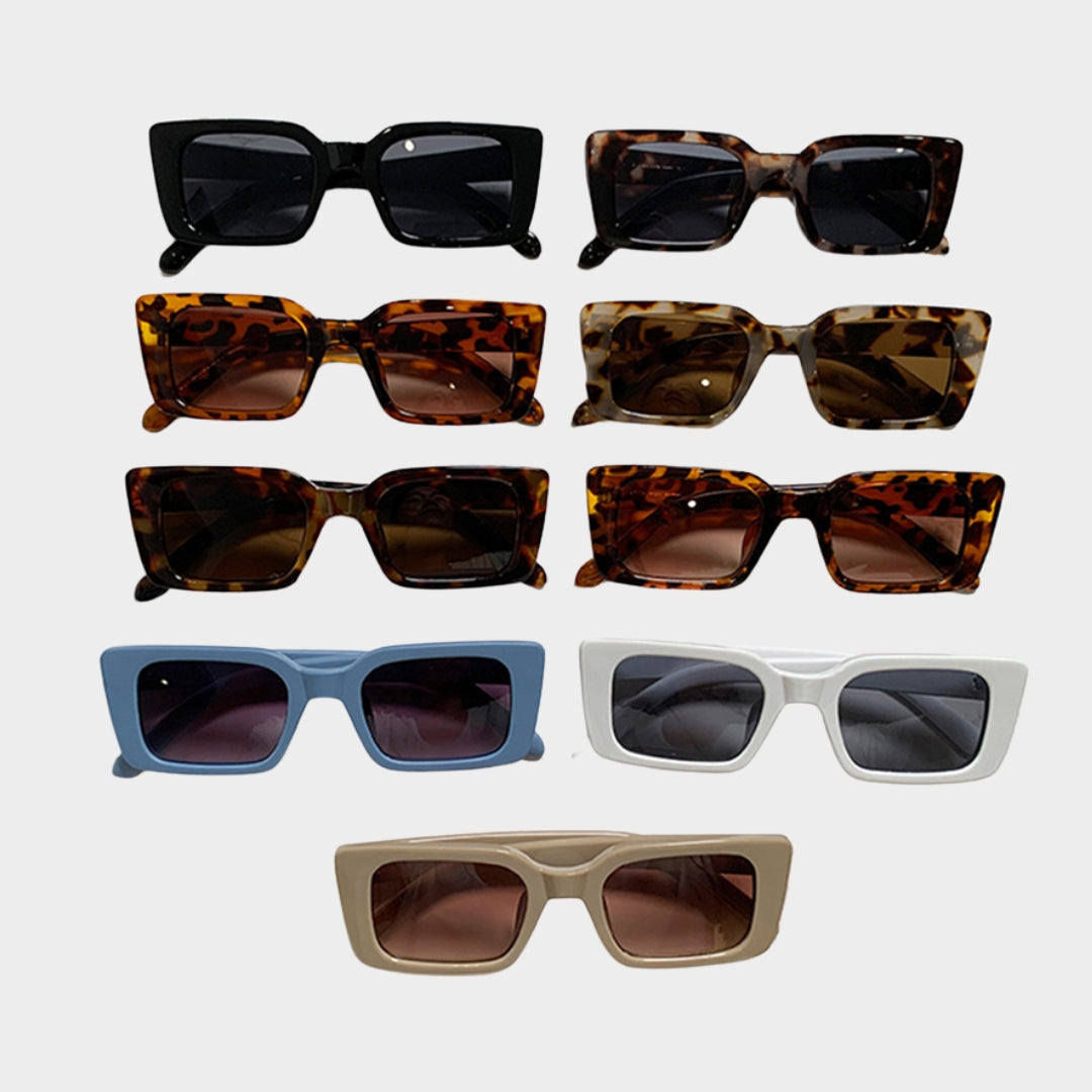 Retro Rectangle Sunglasses – Women UV400 Shades, Multiple Colors, Leopard and Tea Gradient Options