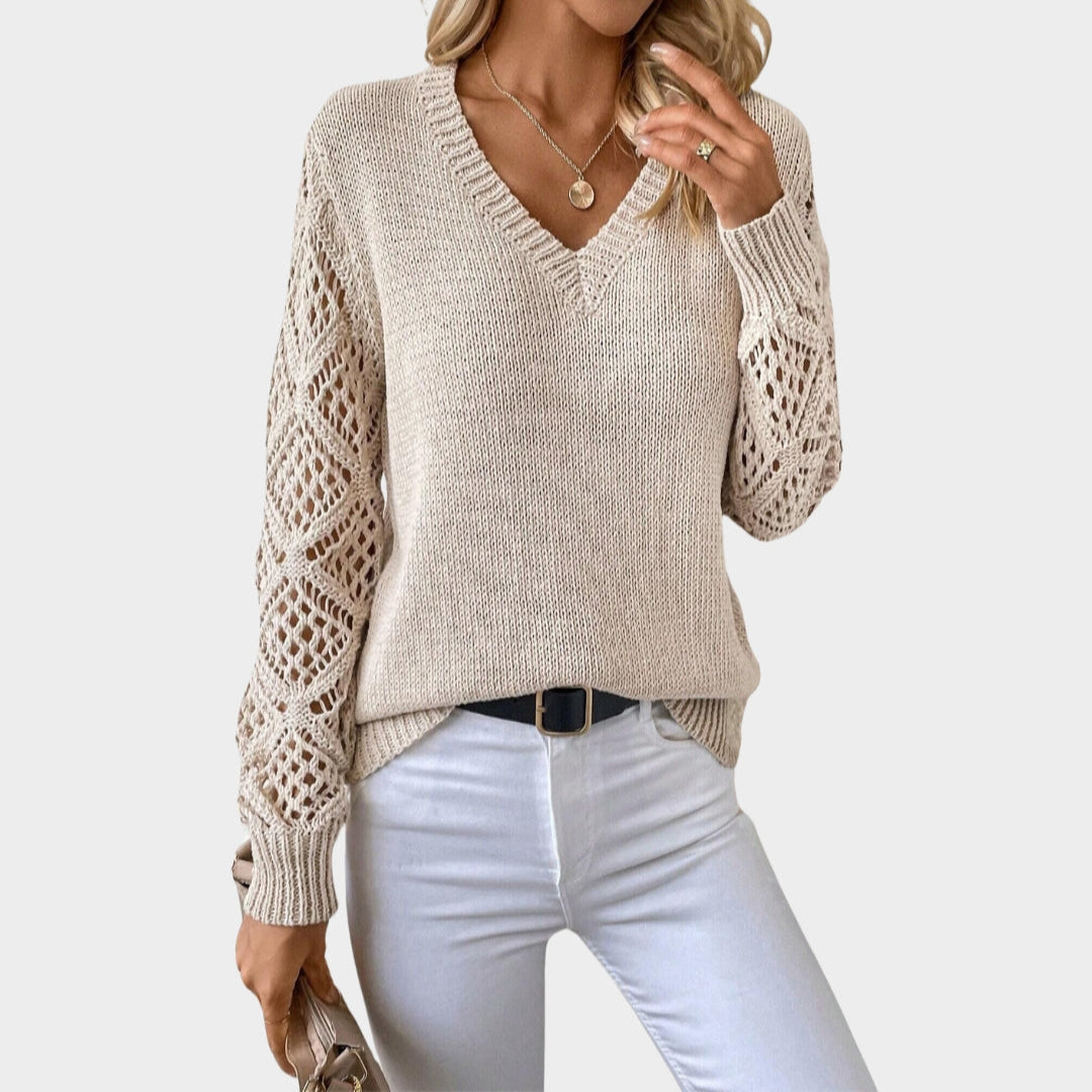 Women’s V-Neck Knitted Sweater - Solid Colors, Casual Fit, Autumn Fashion, Multiple Colors
