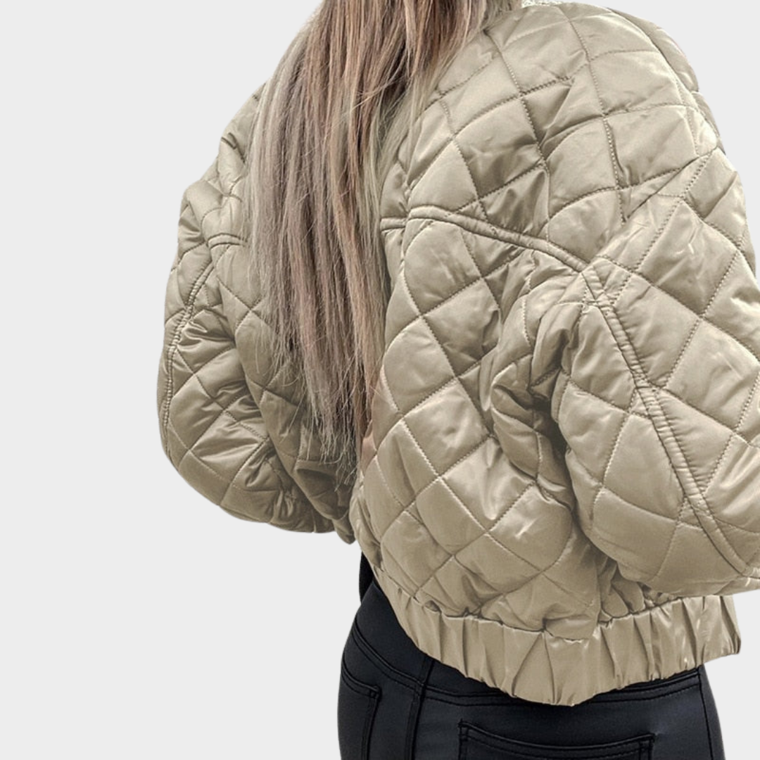 Women's Quilted Puffer Jacket – Short MA1 Style – Sequin Angel Wings – Warm & Stylish – Multiple Colours