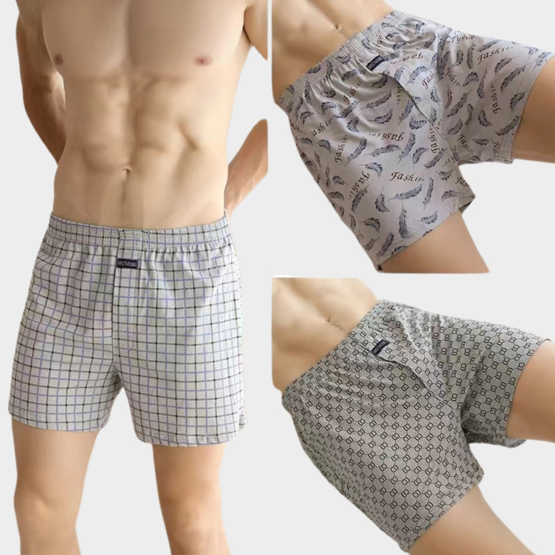 Men's High-Waist Cotton Boxer Shorts - Loose Fit - Breathable Pajama Pants - Soft & Comfortable - Multiple Colours