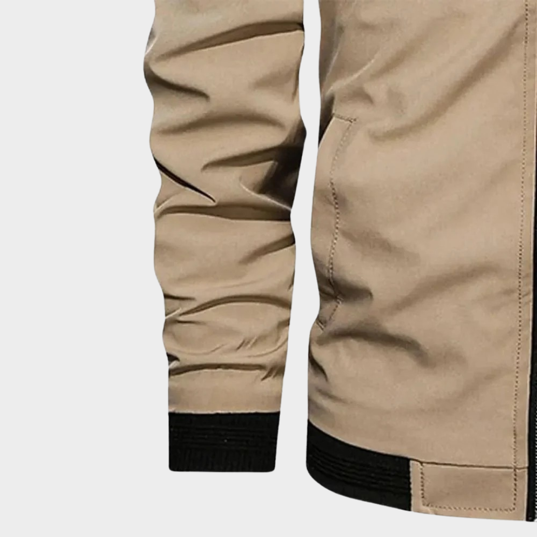 Men’s Stand Collar Bomber Jacket – Solid Colour Zip-Up Windbreaker Coat – Lightweight Streetwear Fit – Multiple Colours