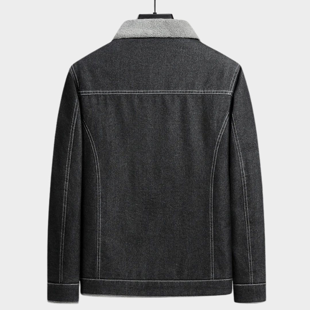 Men’s Denim Jacket – Fur Collar – Warm & Stylish – Solid Color – Casual Outerwear – Multiple Colours