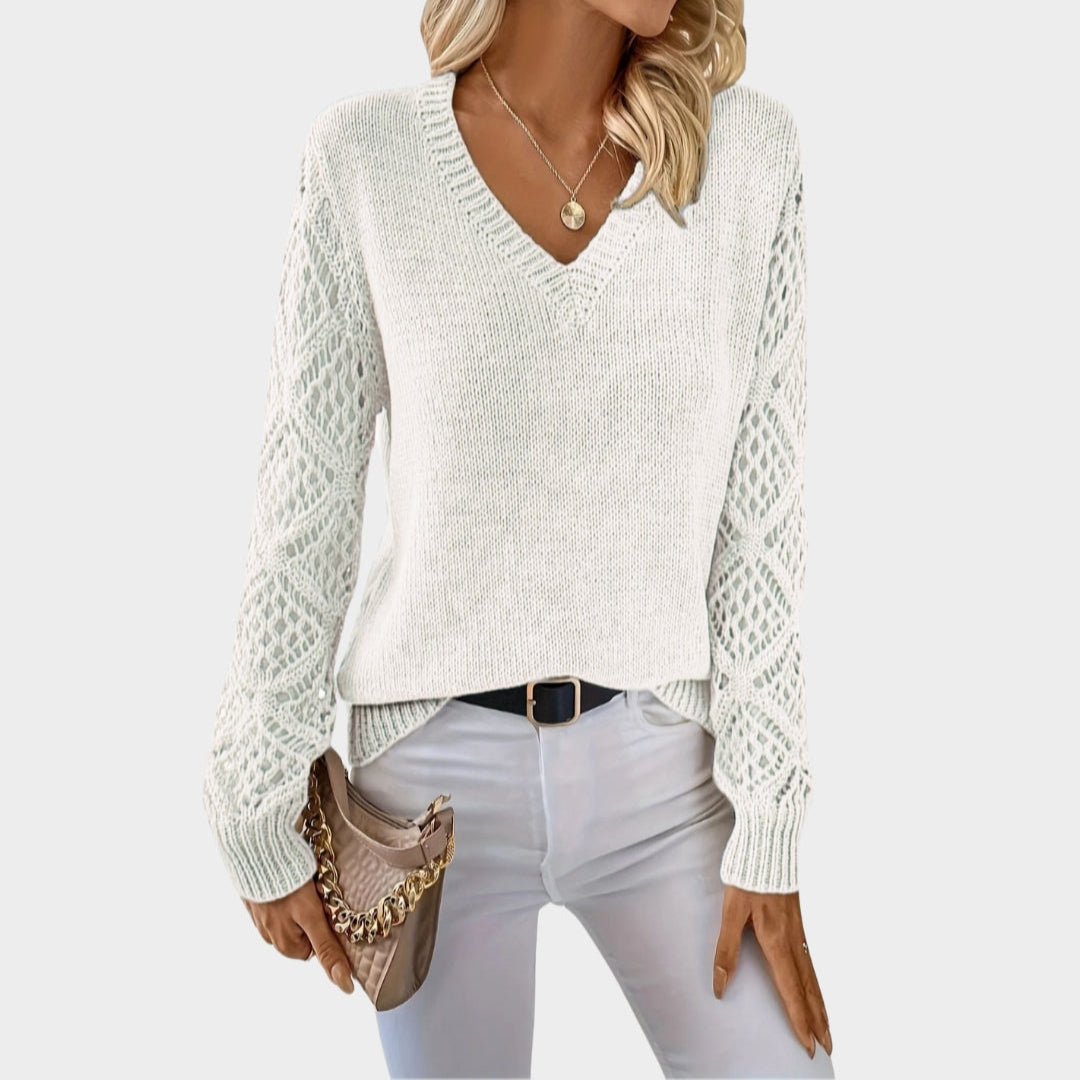 Women’s V-Neck Knitted Sweater - Solid Colors, Casual Fit, Autumn Fashion, Multiple Colors