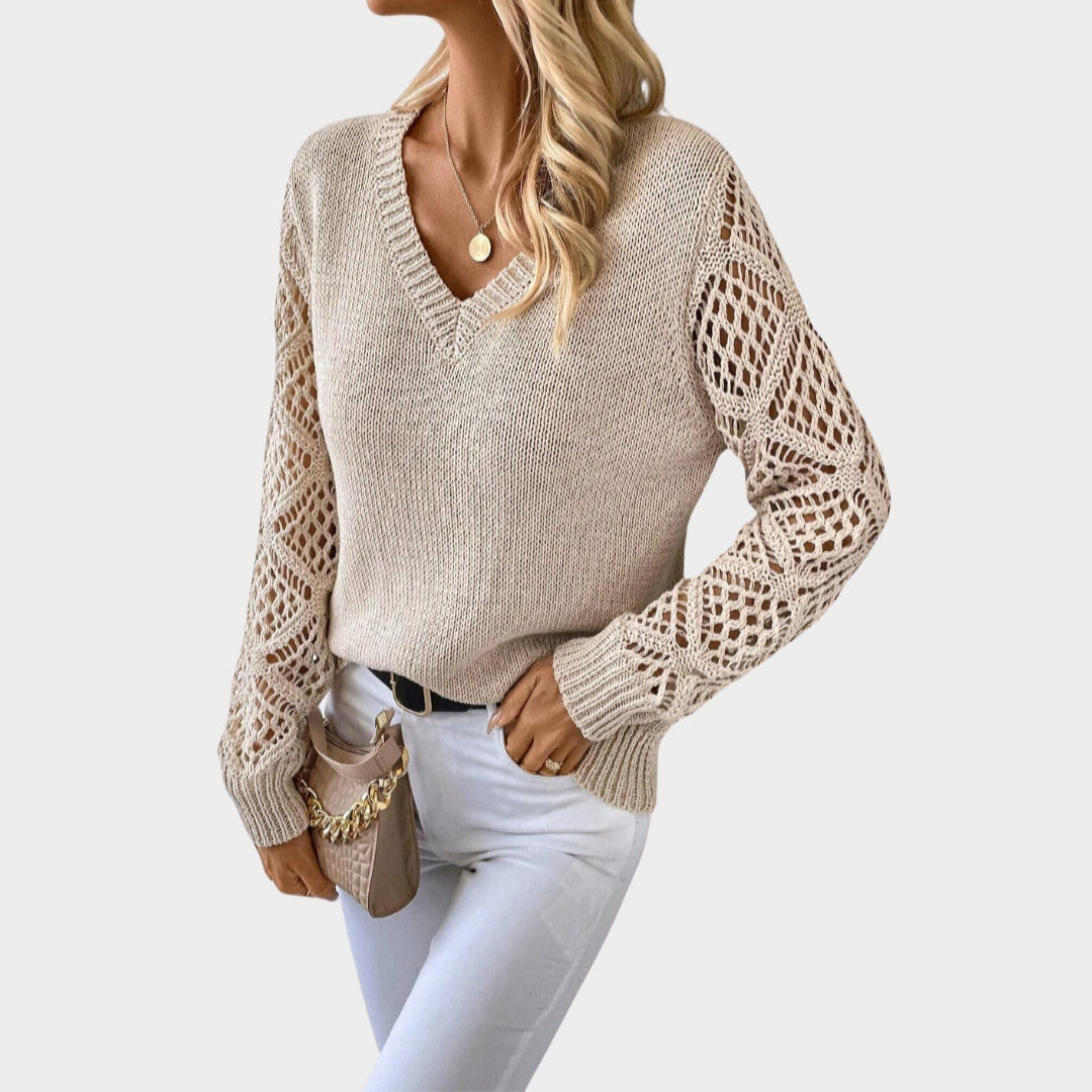 Women’s V-Neck Knitted Sweater - Solid Colors, Casual Fit, Autumn Fashion, Multiple Colors