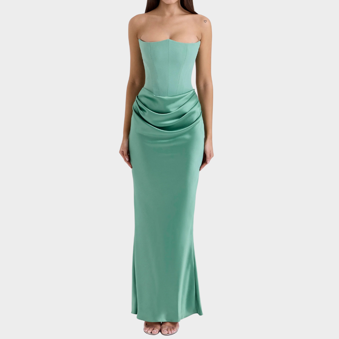 Women’s Long Dress – Strapless Patchwork Design – Sleeveless Backless Slim Fit – Mermaid Evening Gown – Multiple Colours