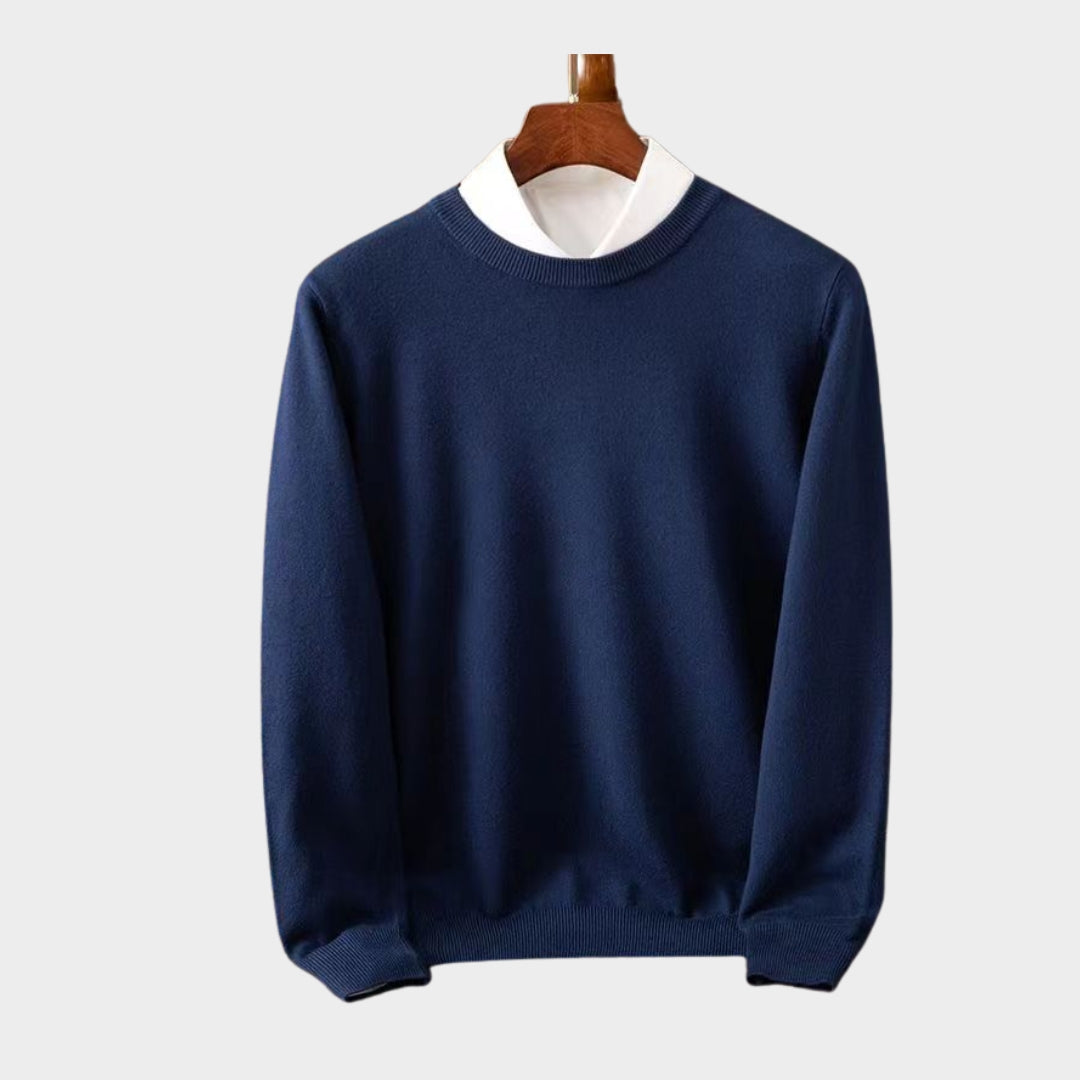 Cashmere Men’s Sweater – Soft O-Neck Knit, Long Sleeve Wool Pullover, Multiple Colors