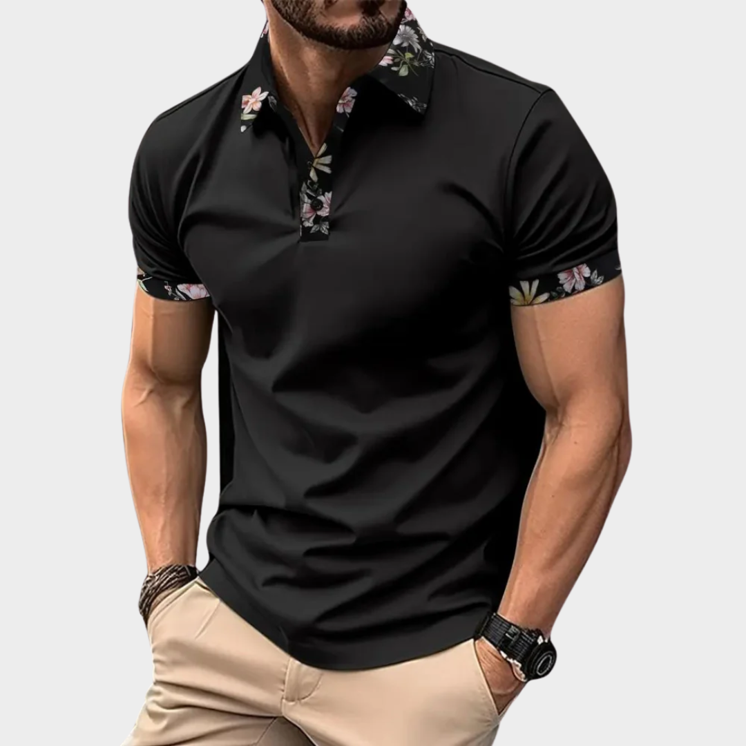 Men’s Short Sleeve Polo Shirt – Solid Colour Classic Pullover with Mosaic Design – Breathable and Comfortable Fit – Multiple Colours