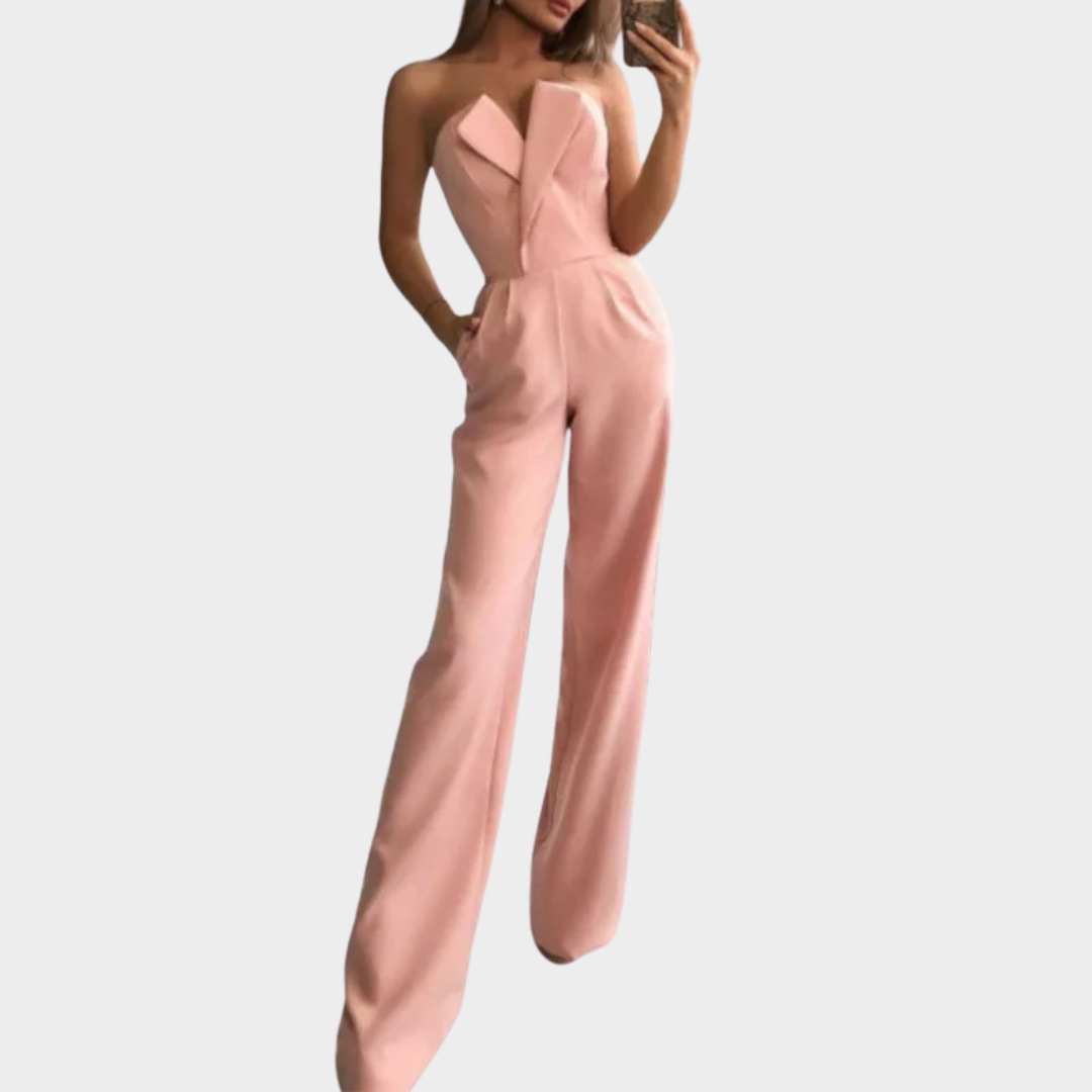 Women’s Elegant Strapless Jumpsuit – Slim Fit Sleeveless Office Chic Romper – Multiple Colours