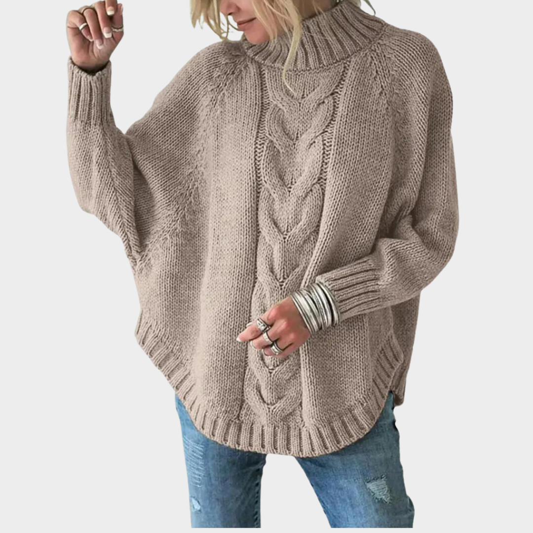 Women's Batwing Sleeve Sweater - Turtleneck - Knit Poncho - Warm & Stylish - Multiple Colours