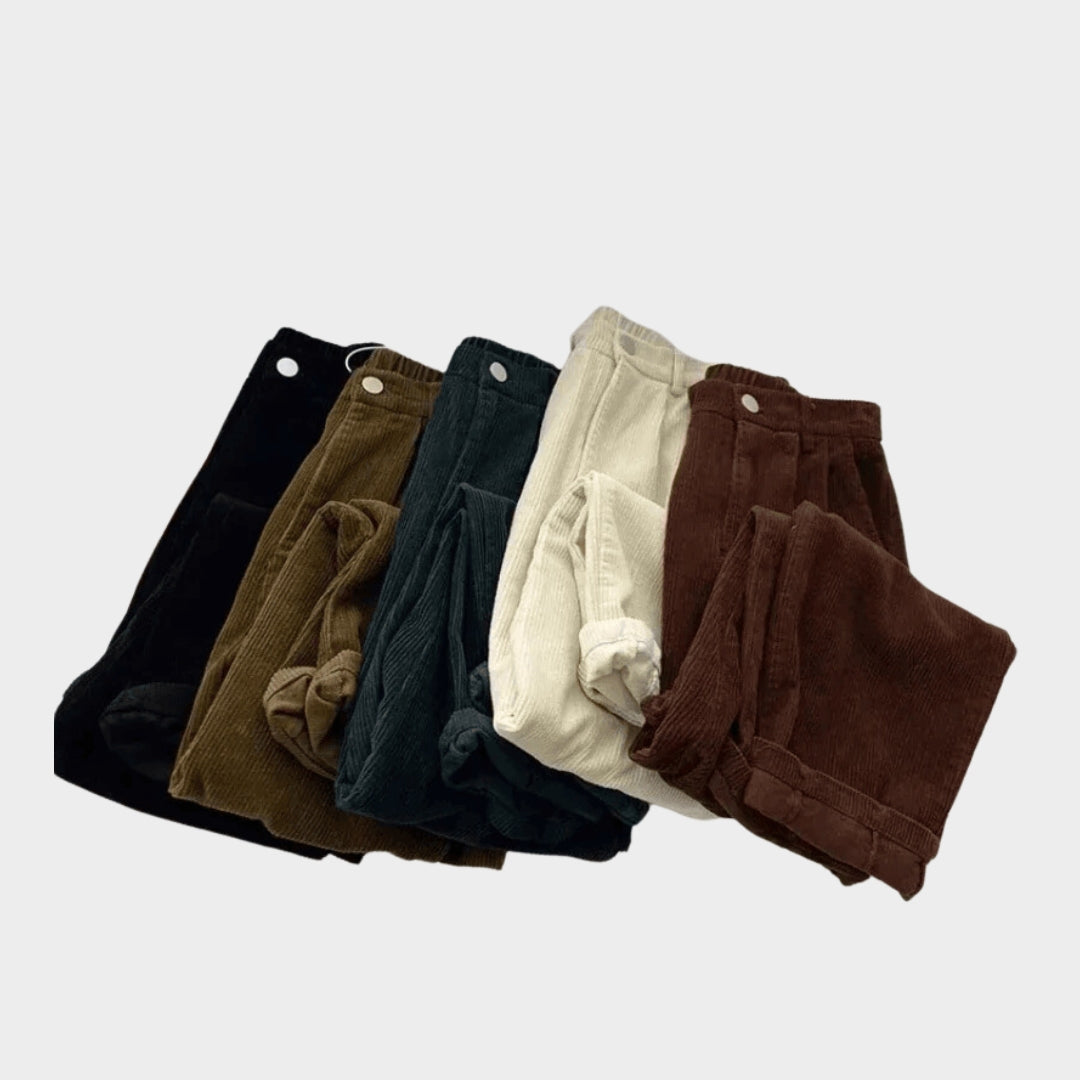Women High Waist Corduroy Pants – Retro Baggy Thick Warm Trousers – Multiple Colours