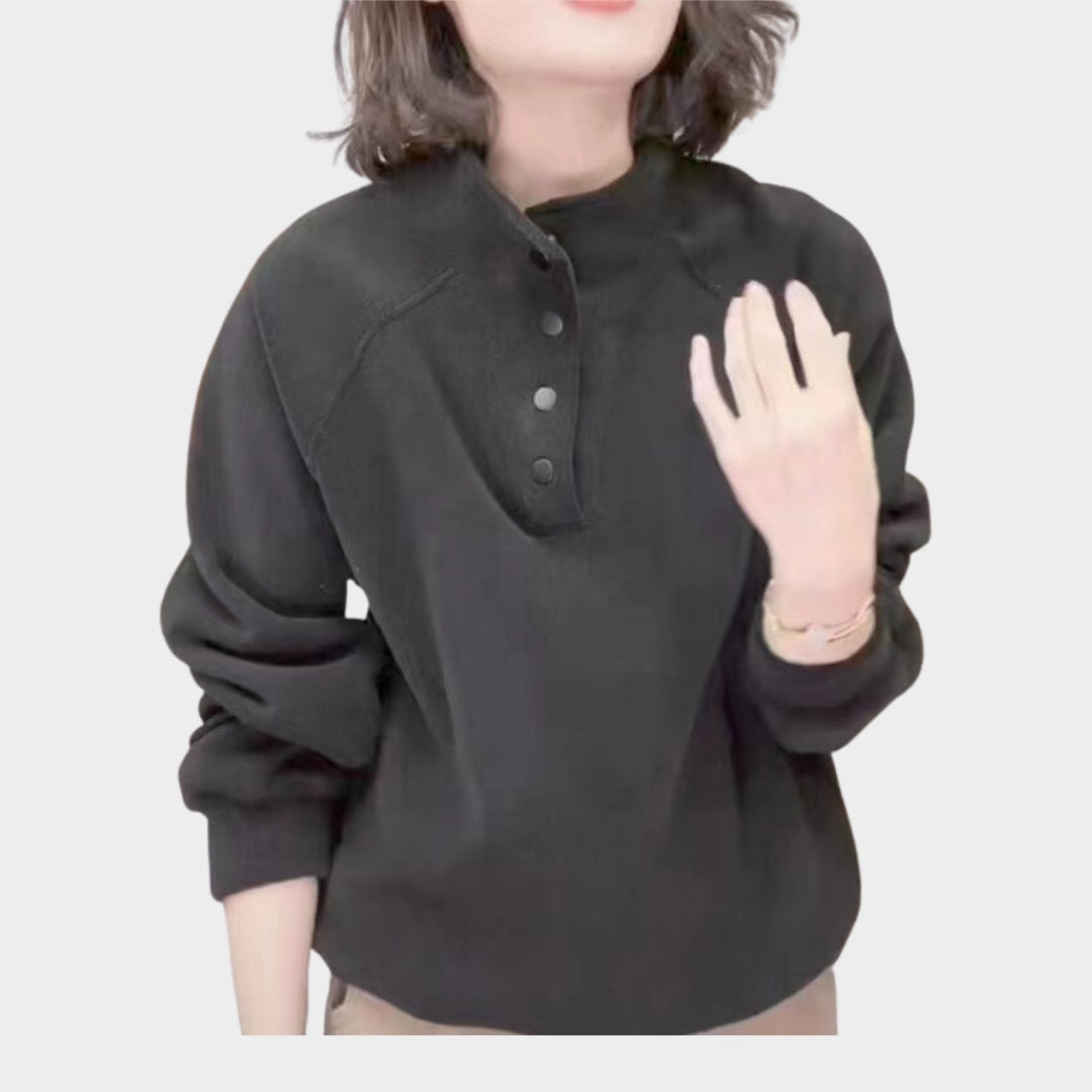 Women’s Ribbed German Velvet Sweater – Half-High Collar, Solid Color, Slim Fit, Autumn/Winter Casual Top