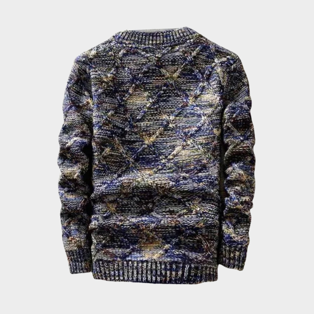 Men’s Slim Fit Knitted Sweater - Autumn Winter Long Sleeve Casual Pullover (Orange, Blue, Multicolor)