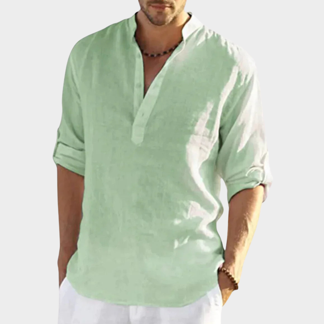 Men's Long Sleeve Linen Shirt – Smart Casual – Lightweight & Breathable – Multiple Colours