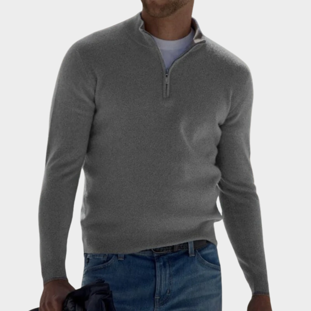 Men's Zip-Up Sweater – Soft Knit Relaxed Fit with Ribbed Cuffs – Comfortable Everyday Layer – Multiple Colours