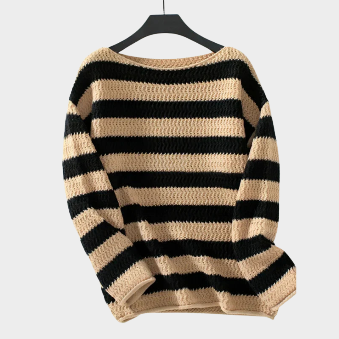 Women's Striped Oversized Sweater – Long Sleeve – O-Neck – Knit Jumper – Multiple Colours