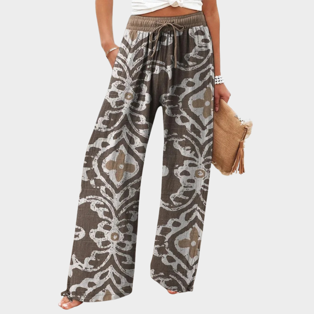 Women’s Retro Printed Casual Trousers – Loose Fit Straight Leg Pants – 3D Gradient Graffiti Floral Design – Lightweight Fabric – Multiple Colours