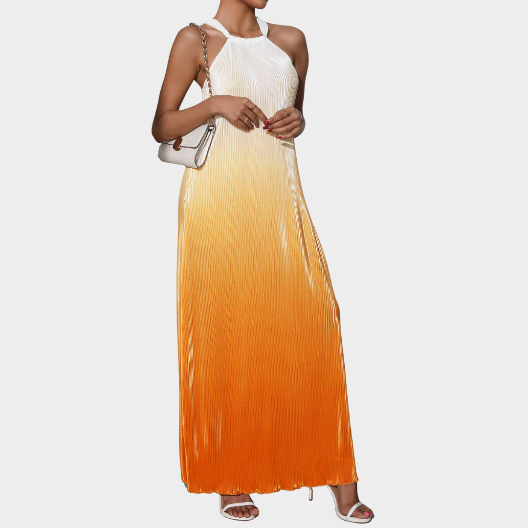 Halter Neck Dress - Women's Backless A-Line Dress - Gradient Sleeveless - Multiple Colours