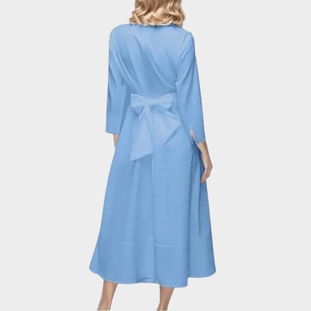 Women Lace-Up Shirt Dress – Lapel Collar High-Waisted Slim Fit Style – Multiple Colours
