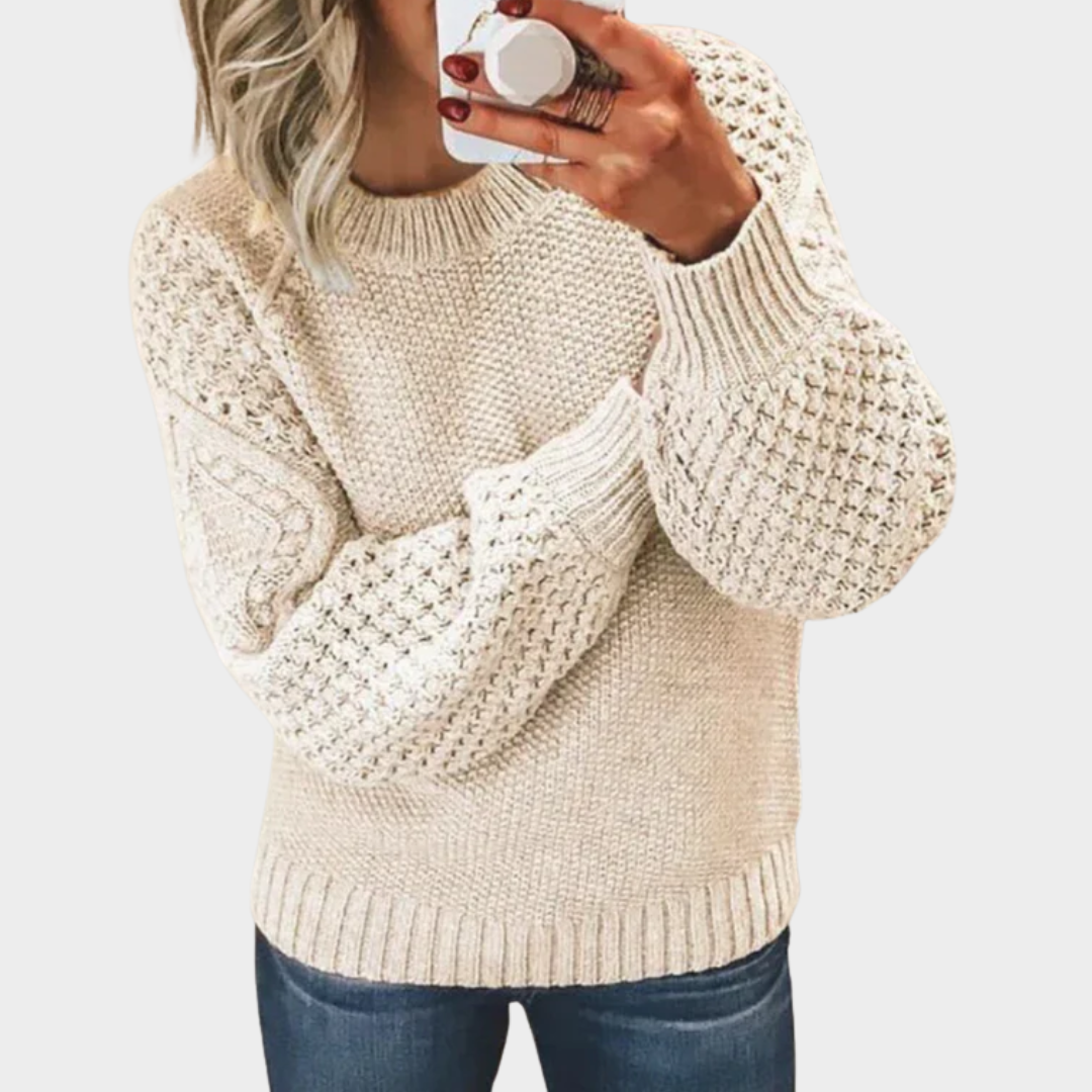 Women's Knitted Sweater – Long Sleeve – Round Neck – Soft Knit – Multiple Colours