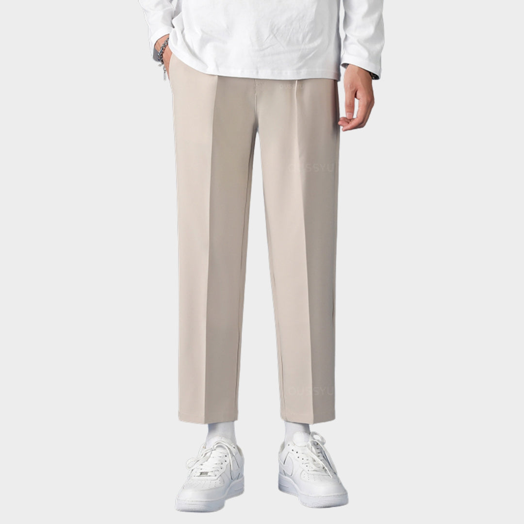 Men's Plaid Business Trousers - Stretch Fabric - Straight-Leg Fit - Smart Casual & Formal Wear - Multiple Colours