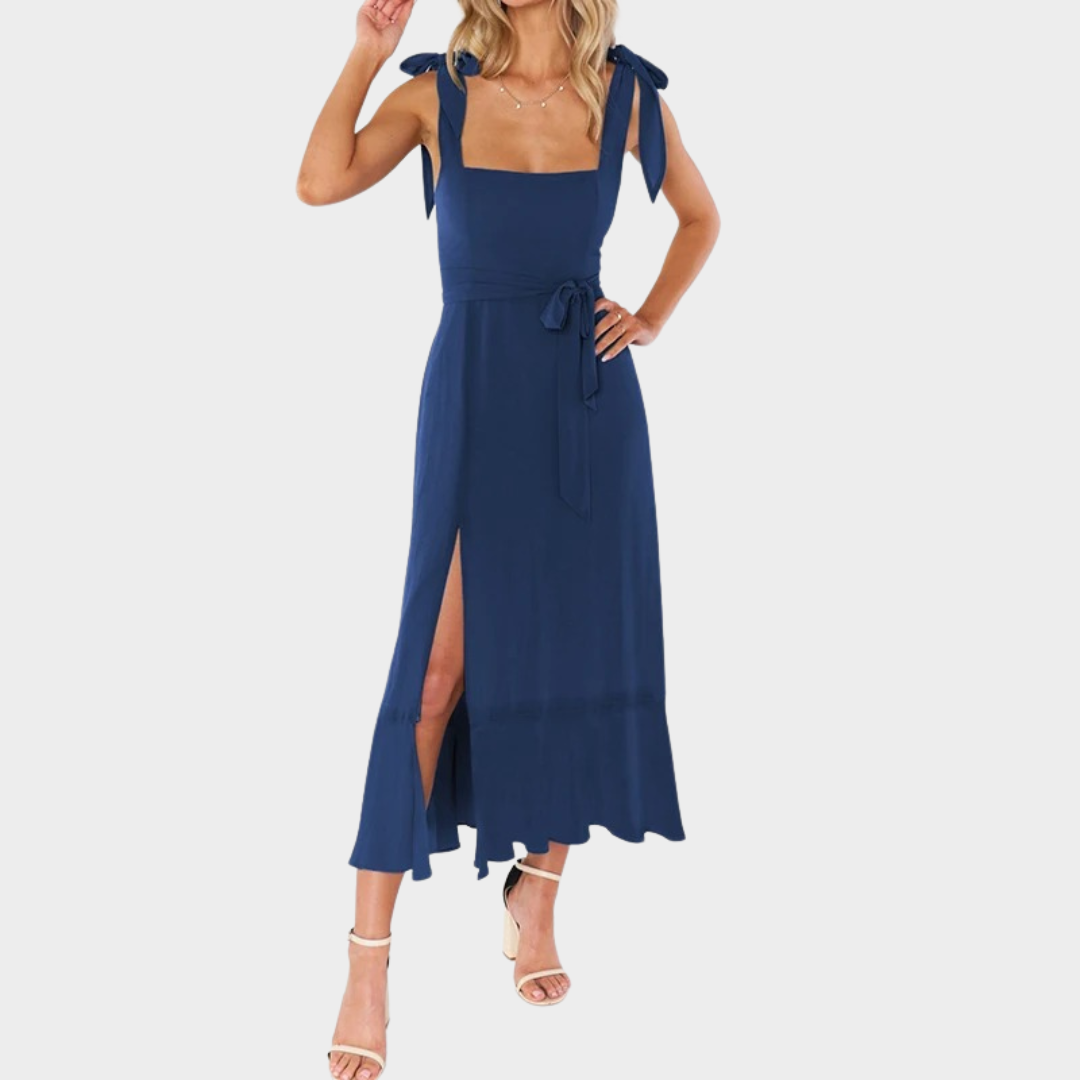 Women’s Slim Fit Long Dress – Elegant French Style with Waist Split – Lightweight – Multiple Colours