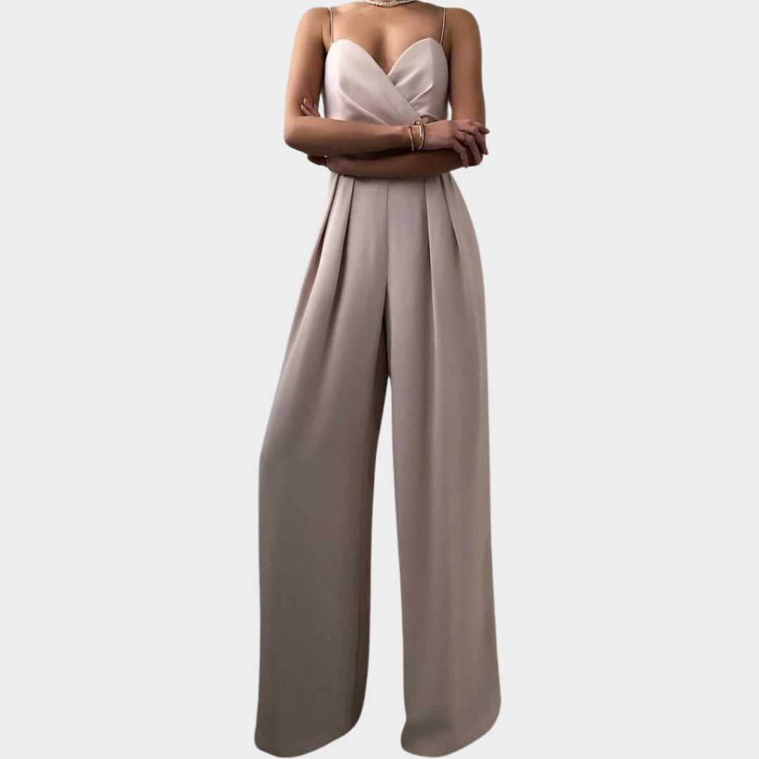 Women's Jumpsuit – Spaghetti Straps – Wide Leg – High Waist – Elegant V-Neck – Multiple Colours