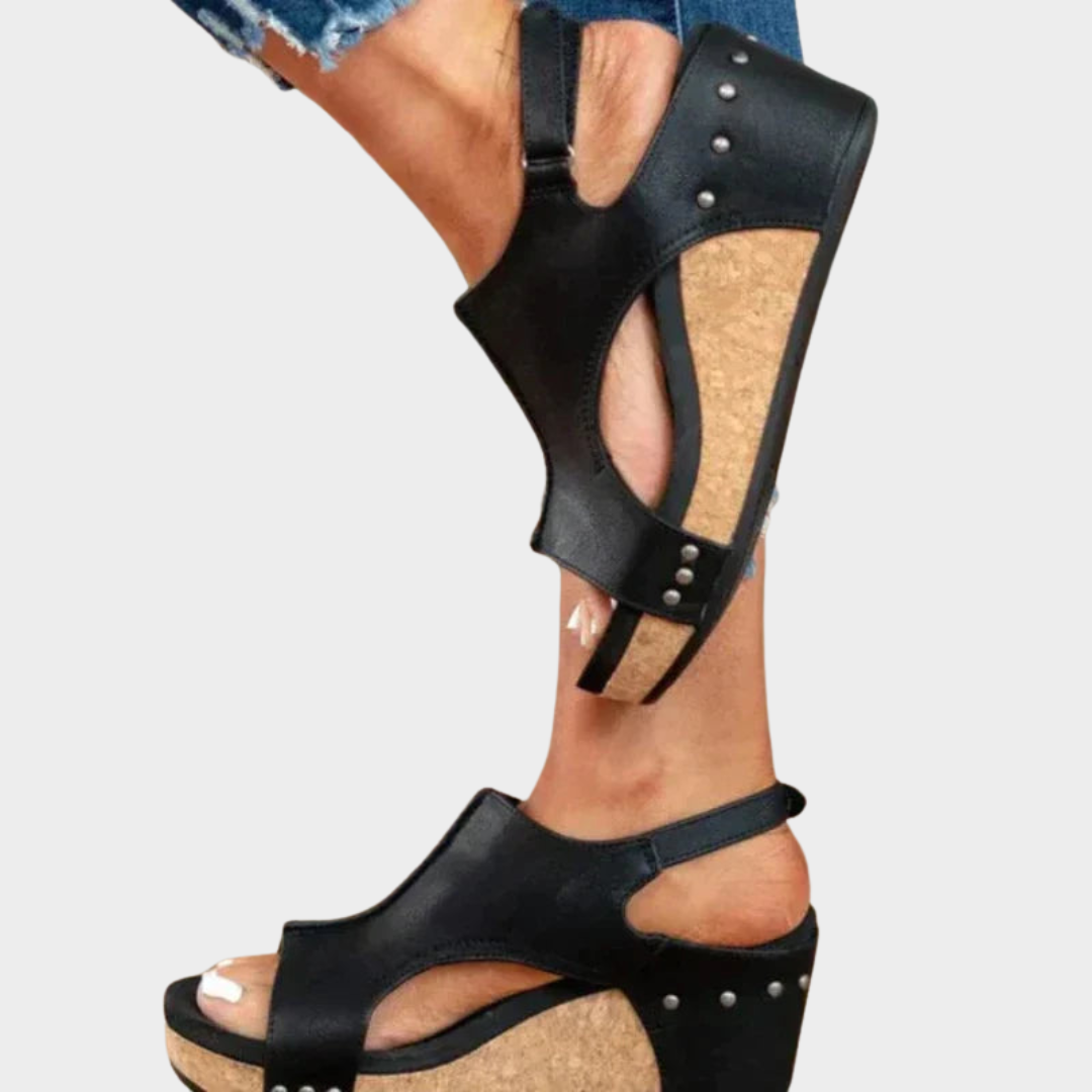 Women's Wedge Sandals – Peep Toe – Buckle Strap – Leopard Print – Platform Sole – Casual & Stylish – Multiple Colours