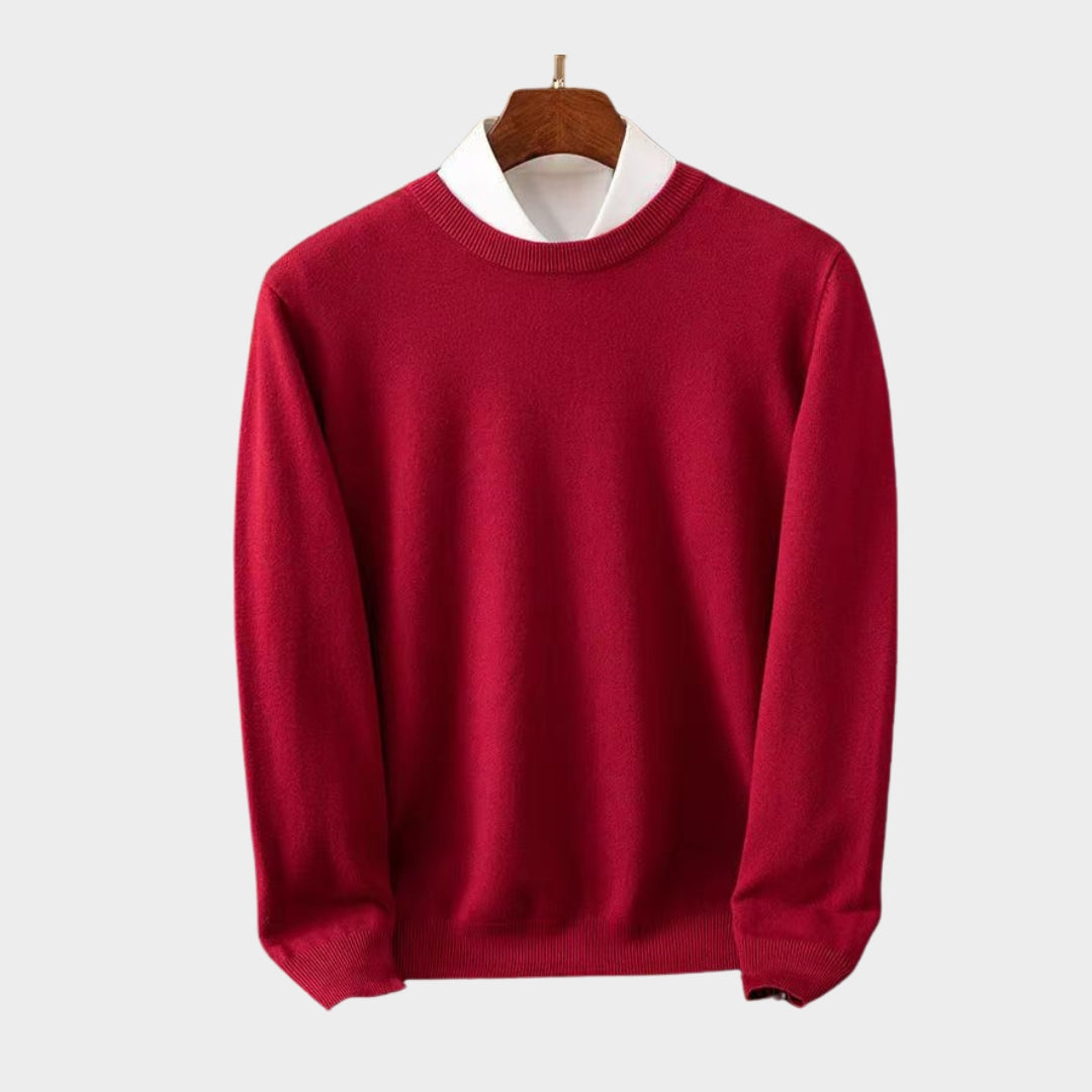 Cashmere Men’s Sweater – Soft O-Neck Knit, Long Sleeve Wool Pullover, Multiple Colors