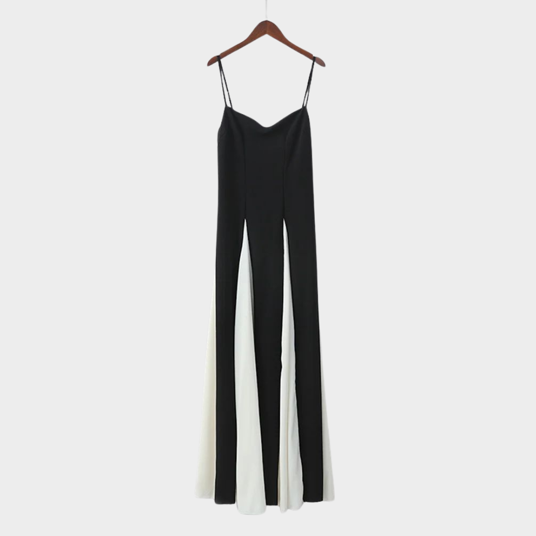 Women's Sleeveless Maxi Dress – High-Waist A-Line Dress – Elegant Backless Fit – Black