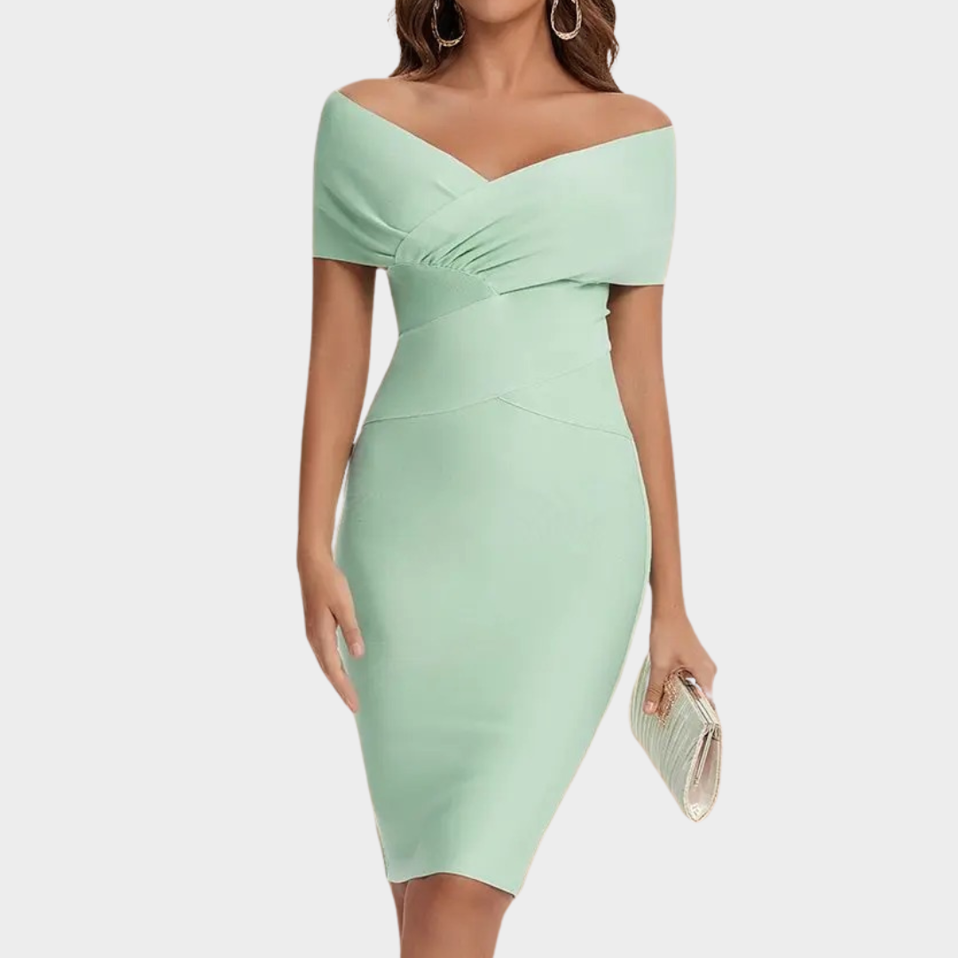 Women's Bodycon Party Dress – Off Shoulder – V-Neck – Bandage Fit – Cocktail Style – Multiple Colours