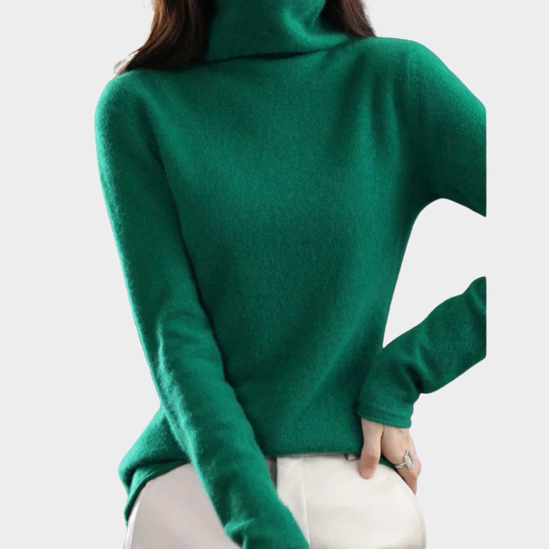 Women High Collar Knitted Top – Wool Blend Loose Fit Base Shirt – Casual Comfortable Design – Multiple Colours
