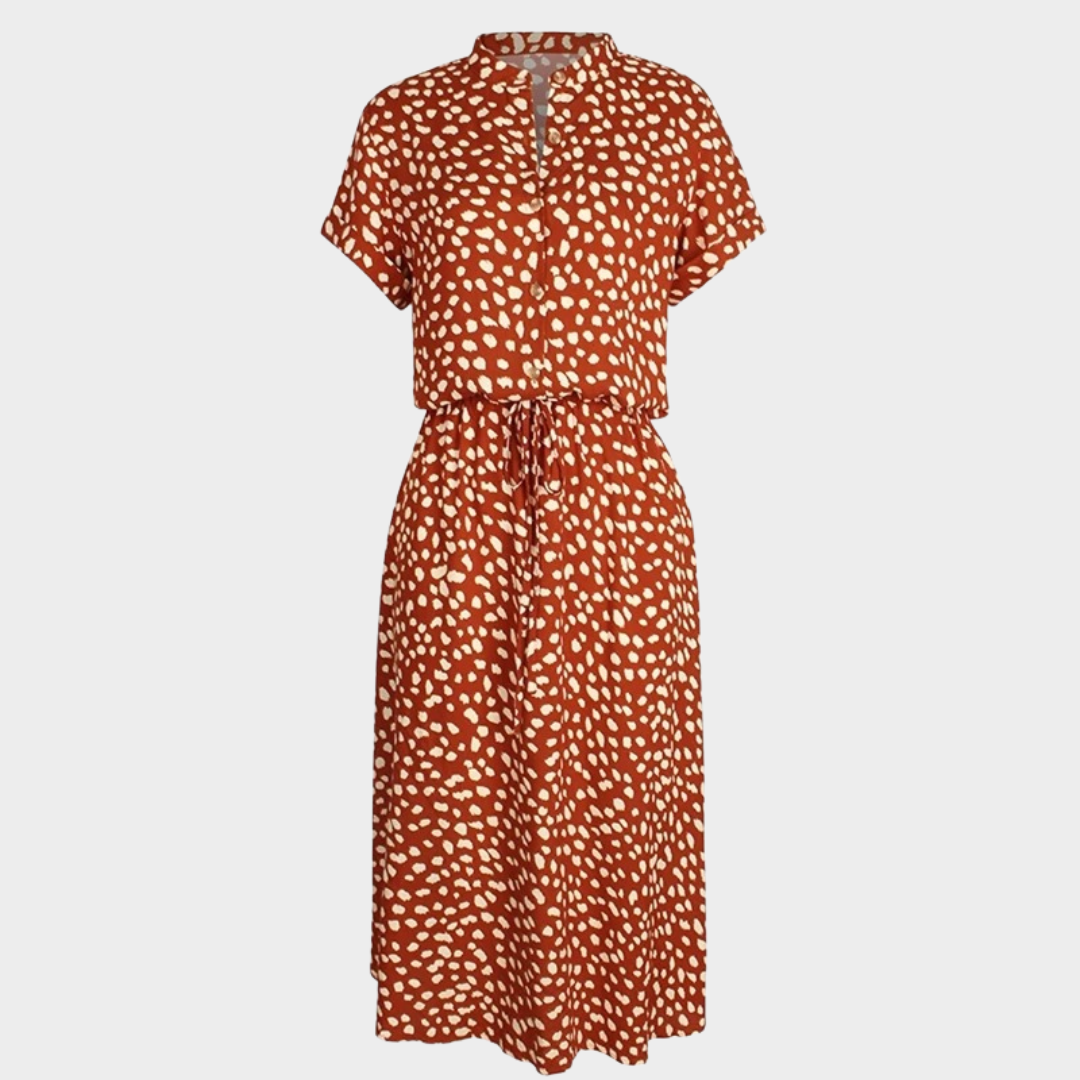 Women’s A-Line Midi Shirt Dress – Relaxed Fit – Leopard Print – Lightweight Fabric – Multiple Colours