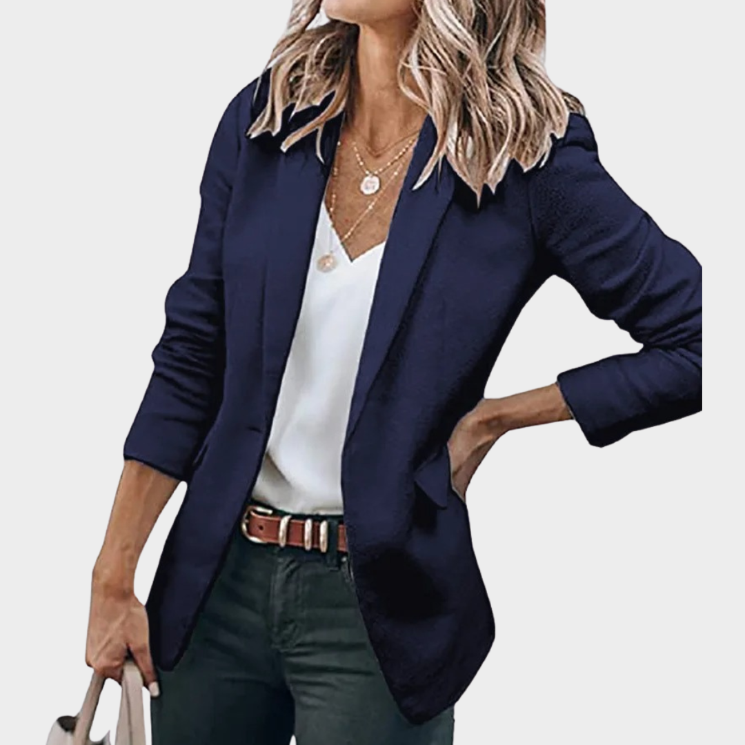 Women’s Longline Blazer Coat – Single-Breasted Fit – Suit Collar with Solid Colour Finish – Elegant Tailored Style – Multiple Colours