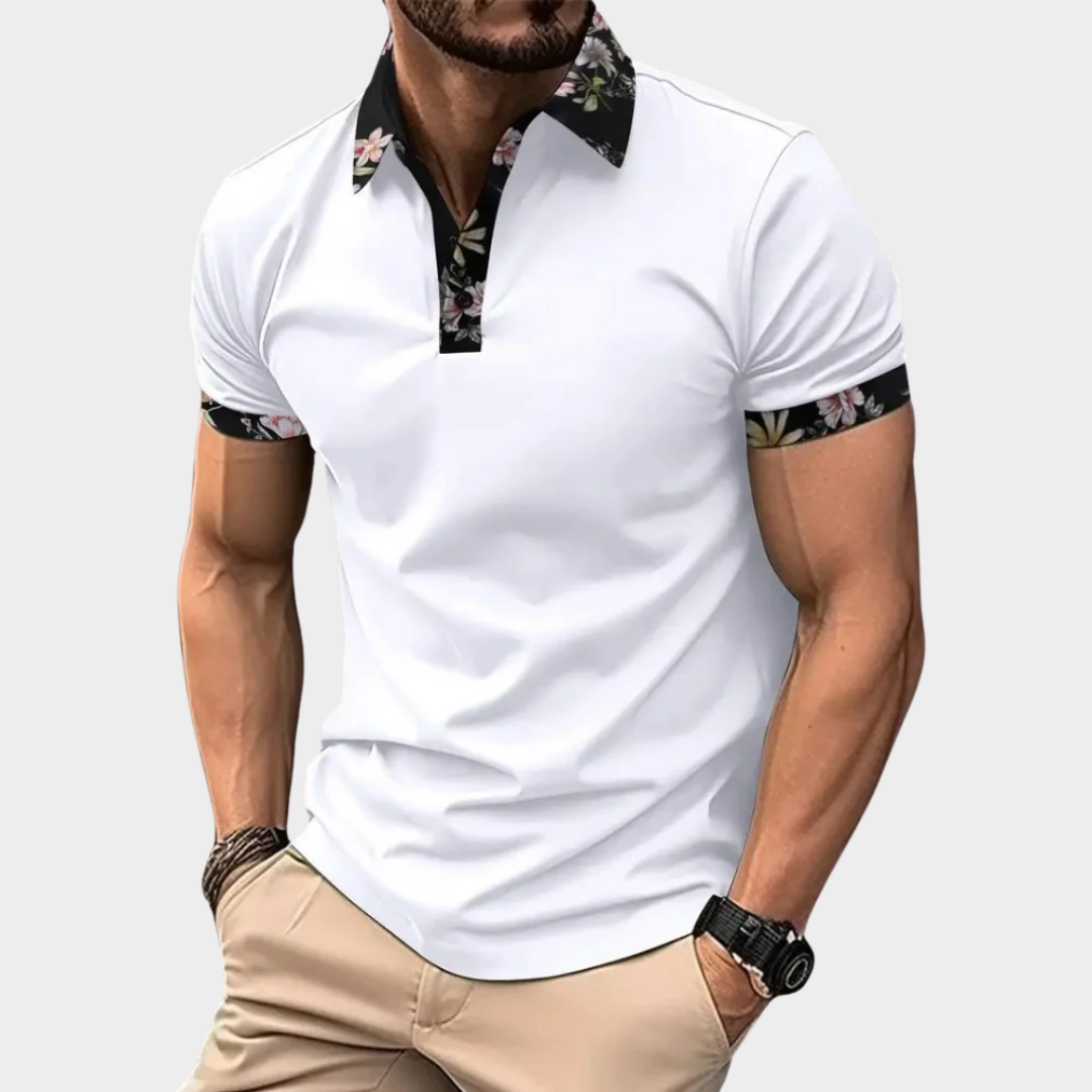 Men’s Short Sleeve Polo Shirt – Solid Colour Classic Pullover with Mosaic Design – Breathable and Comfortable Fit – Multiple Colours