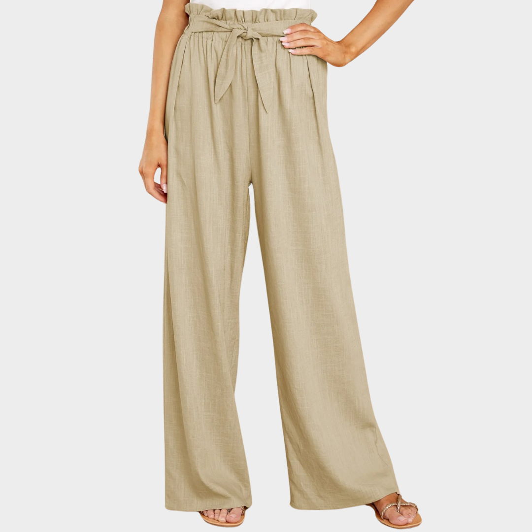 Women's Loose Fit Cotton Trousers – Elastic Waist – Casual Style – Multiple Colours