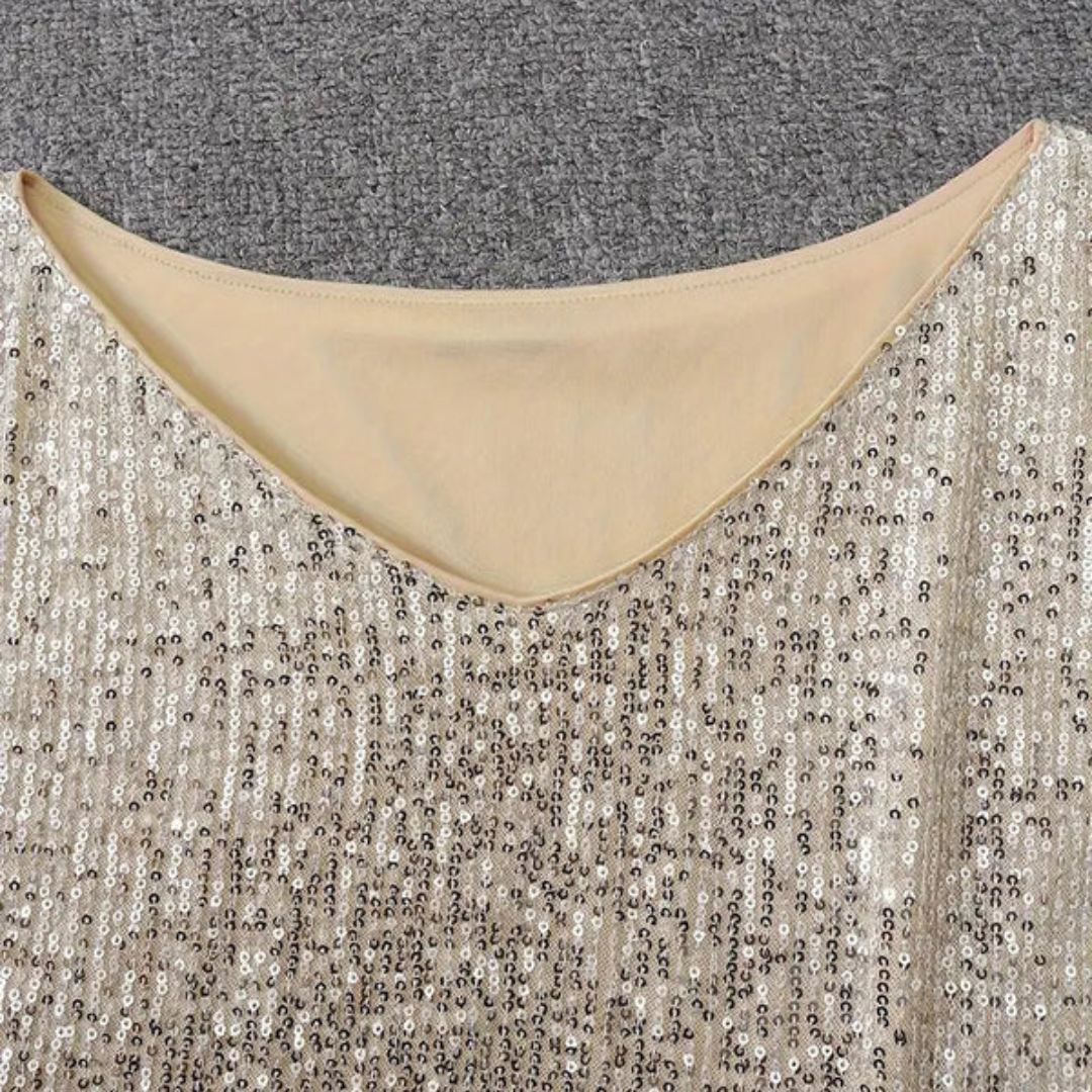 Women's Sequin Party Dress – Elegant One-Shoulder Cocktail Gown – Long Sleeve – Multiple Colours