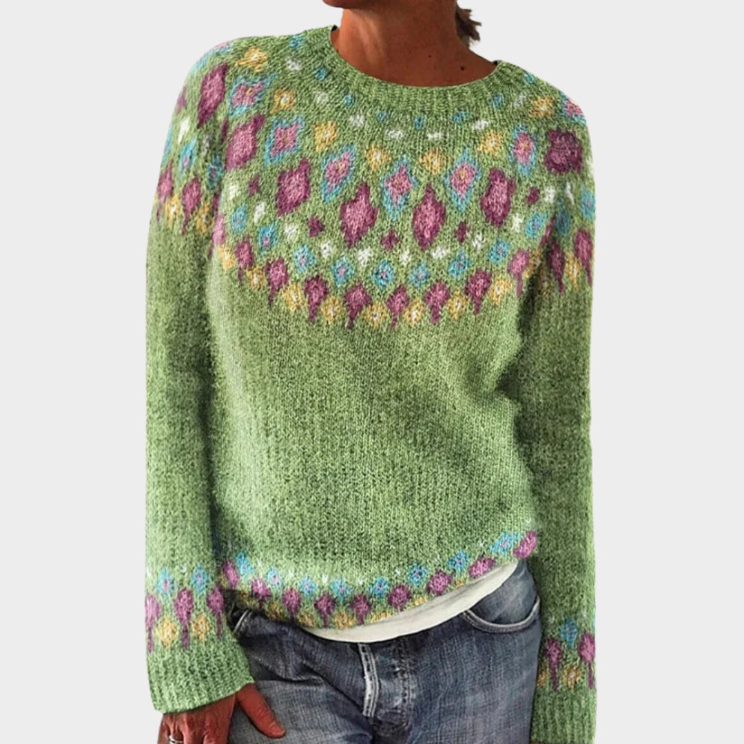 Women - Wool Sweater - Round Neck - Printed Knitwear - Soft & Warm - Multiple Colours
