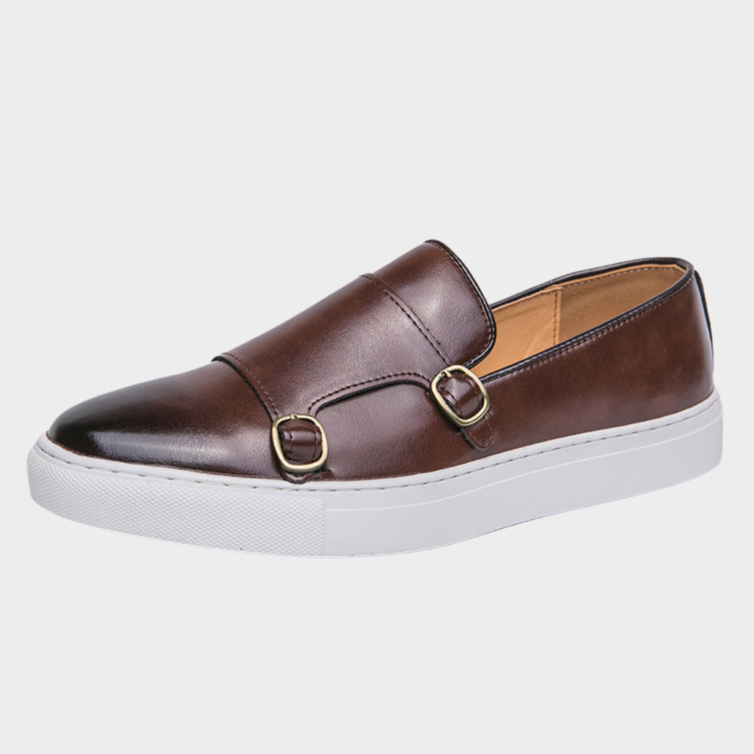 Men’s Classic Vegan Leather Loafers – Formal & Casual Shoes – Buckle Detail – Multiple Colours