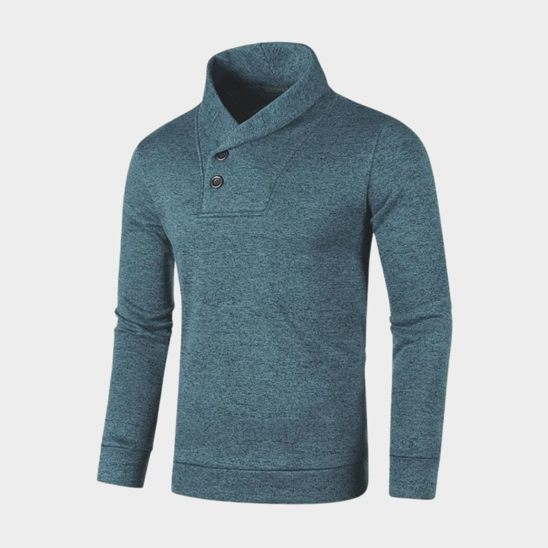 Autumn Men's Half Turtleneck Sweater – Button Neck Slim Fit Warm Winter Pullover (Black, Navy Blue, and More)