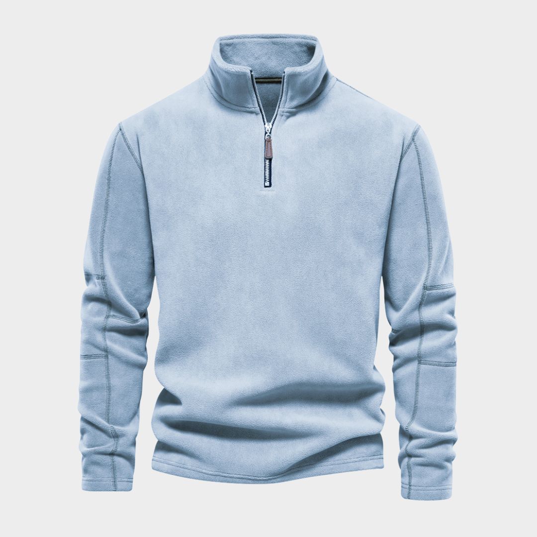 Men's Fleece Sweater – Thicken Warm Zipper Neck Sweater, Soft Shell Sweatshirt (Light Green, Black, and More)