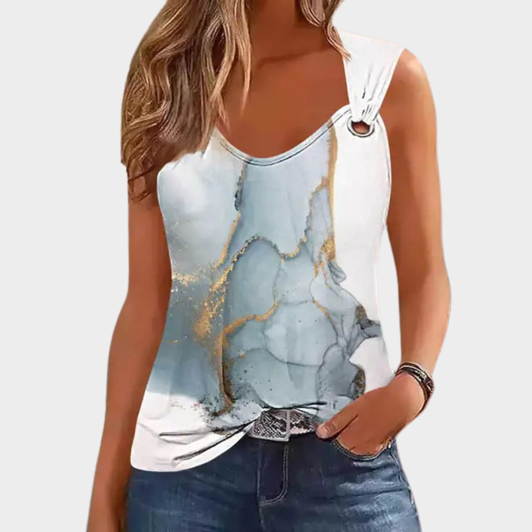 Women’s Marble Print Tank Top – Sleeveless Casual T-Shirt – Lightweight Soft Fit – Stretch Fabric – Multiple Colours