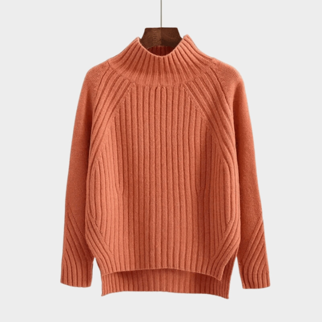 Women's Knitted Turtleneck Sweater – Fitted Bottom, Casual Autumn Pullover in Beige, Black, and More