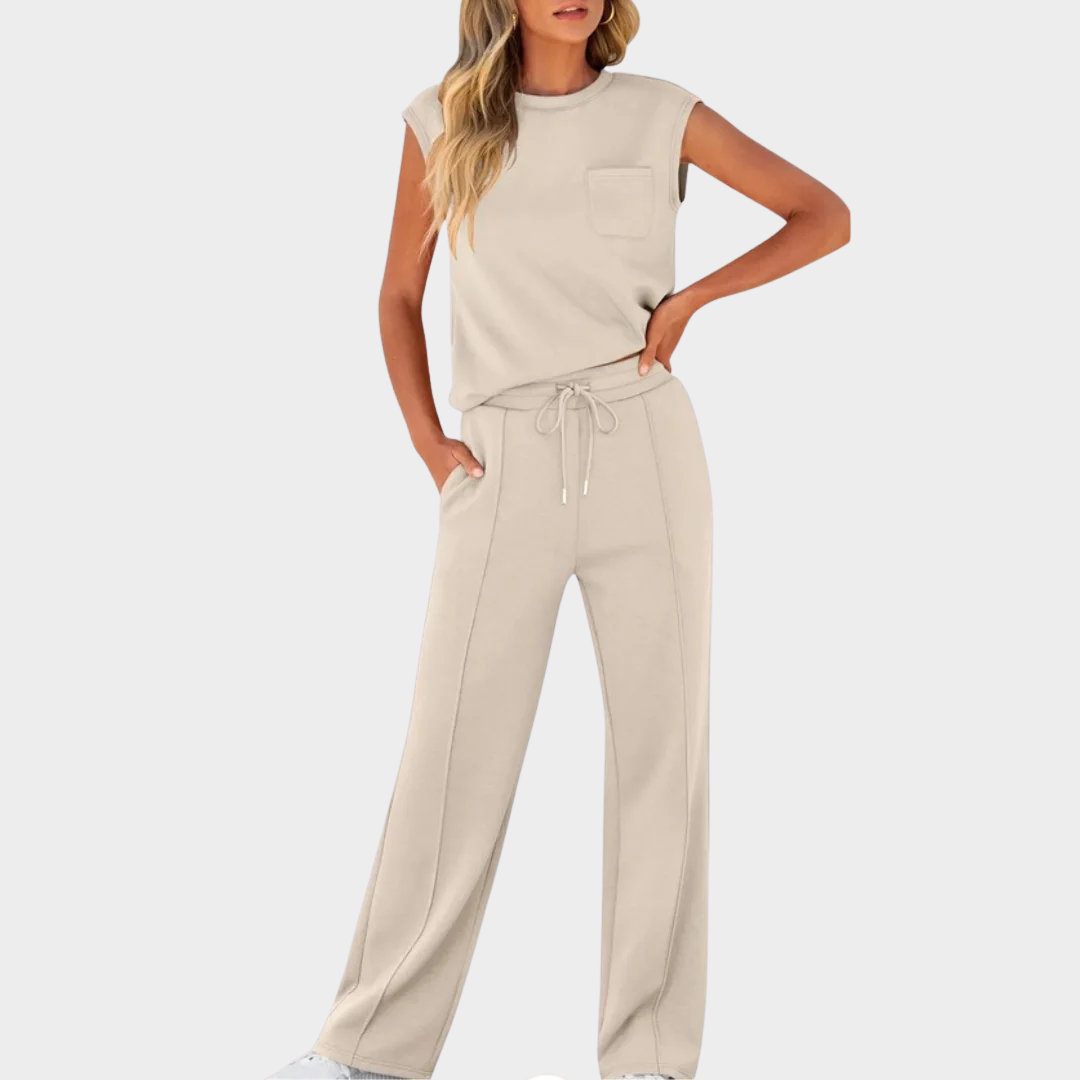 Women’s Casual Lounge Co-Ord – High Waist Two-Piece Sleeveless Set – Multiple Colours
