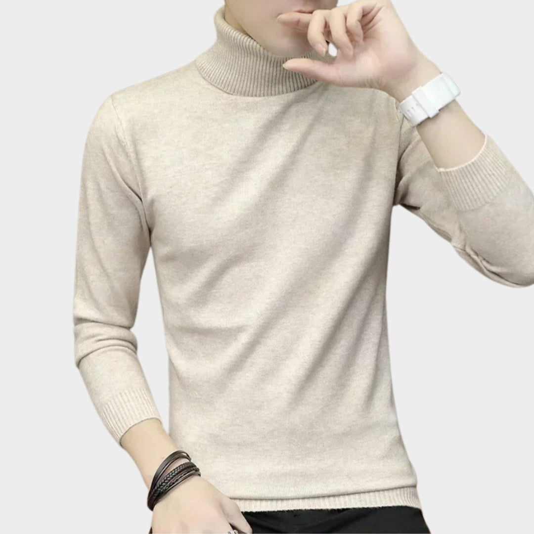 Men's Cashmere Knitted Sweater – Half Turtleneck Slim Fit - Multiple colours