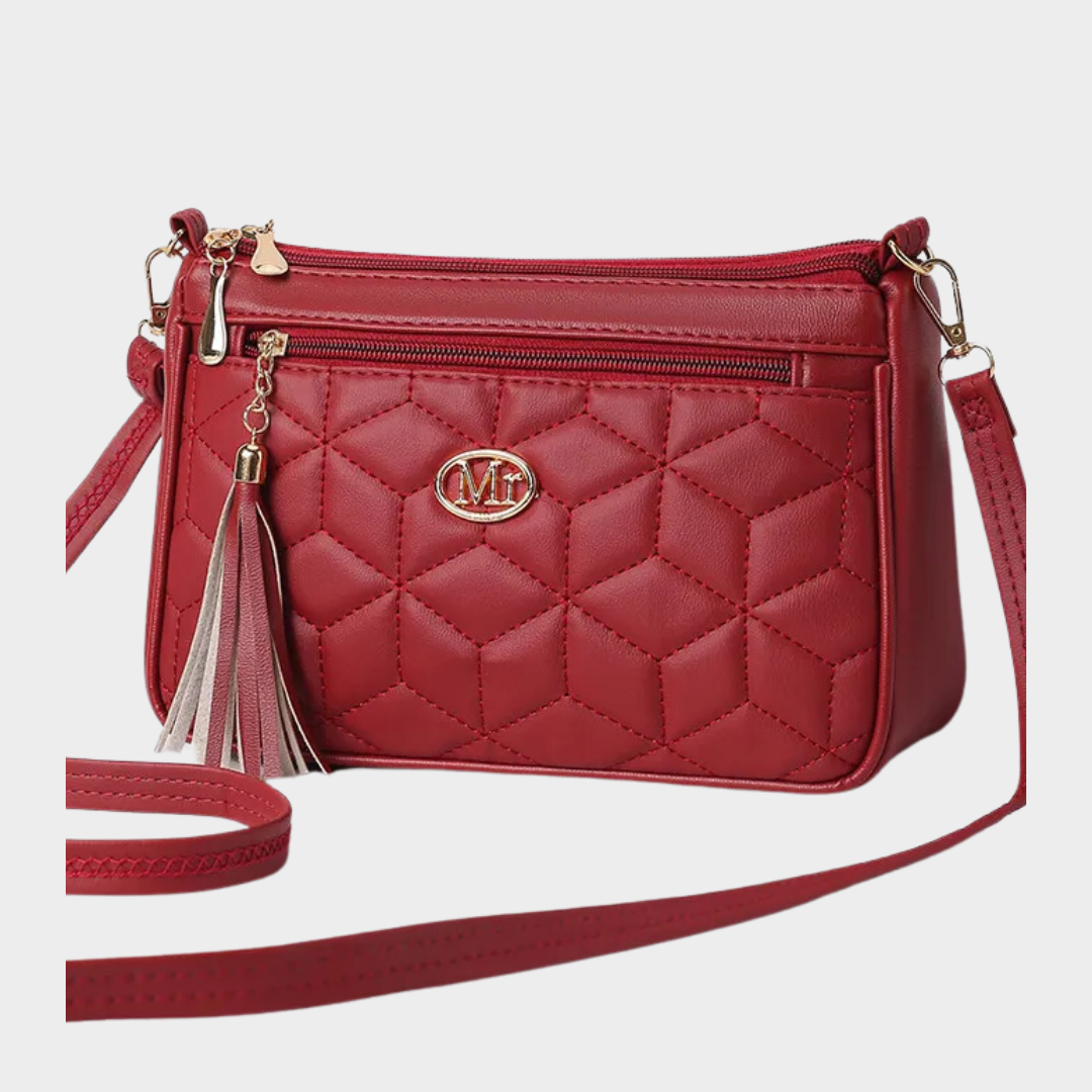 Double Zipper Crossbody Bag for Women - Fashion PU Shoulder Bag with Tassel Detail in Multiple Colors