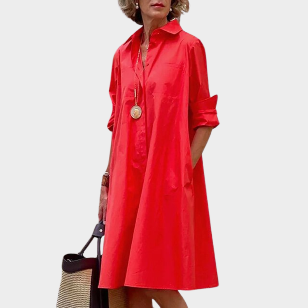 Women's Long Shirt Dress – Button-Up – Loose Fit – Lightweight Cotton – Multiple Colours