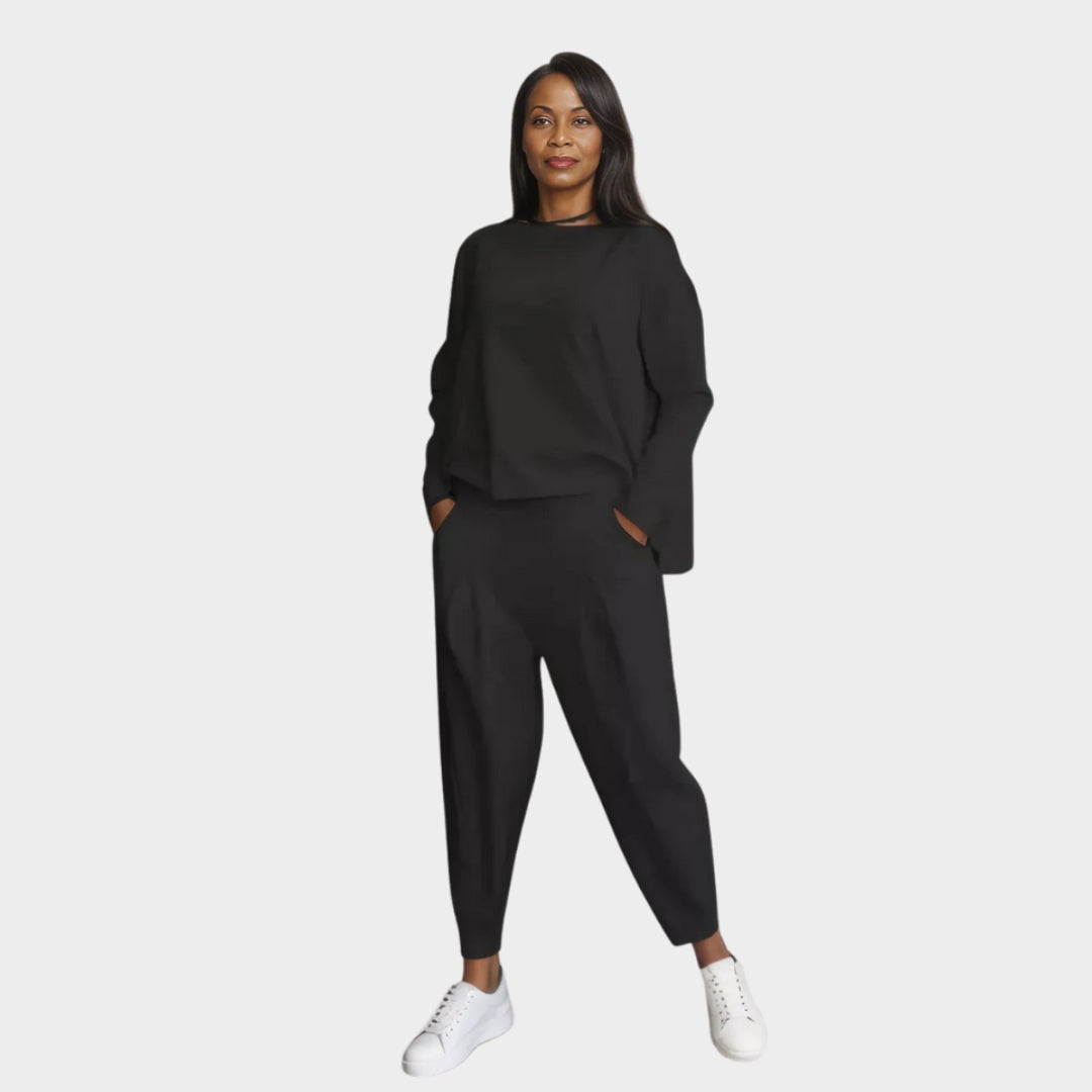 Women's Two-Piece Set Back Lace-Up Top Pocketed Pants Casual Spring Summer Outfit - Pink, Red, and More